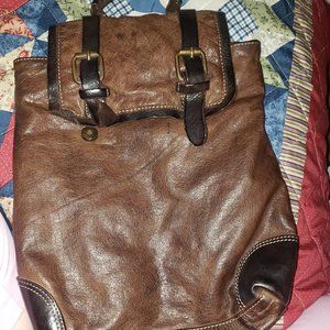 Origi brown Italian leather backpack